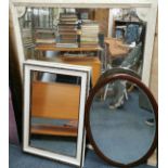 A large Victorian painted mirror and two further mirrors, largest mirror size 108 x 133cm.