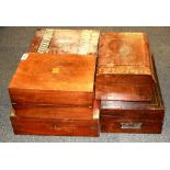 Six Victorian writing slopes and work boxes.