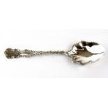 A hallmarked silver serving spoon, L. 23cm. Condition: Excellent.