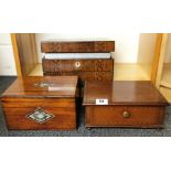 A 19th century Tunbridge inlaid work box / writing slope, size 30 x 22 x 15cm together with a