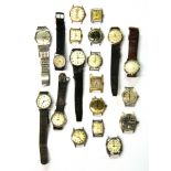 A bag of 19 vintage gent's wrist watches. Condition: working condition unknown.