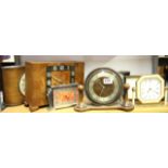 Eight Art Deco and later mantle clocks, tallest H.22cm