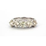 An 18ct white gold (stamped 750) ring set with five brilliant cut diamonds, approx. 2.73ct