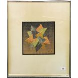 A framed limited edition 23/30 lithograph entitled five tetrahedra and signed CRABTRIE'74, framed