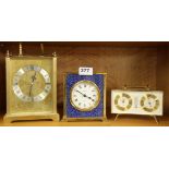 Three vintage gilt mantle clocks, tallest 22cm.
