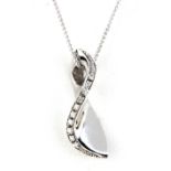 A 9ct white gold pendant and chain set with brilliant cut diamonds, L. 3cm.