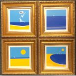 A set of four framed pencil signed lithographs, by H T Shelton, framed size 33 x 33cm.
