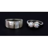 Two 925 silver stone set rings.
