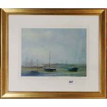 Local Interest. A framed limited edition 31/225 lithograph 'Low Tide at Dusk' (Leigh on Sea)