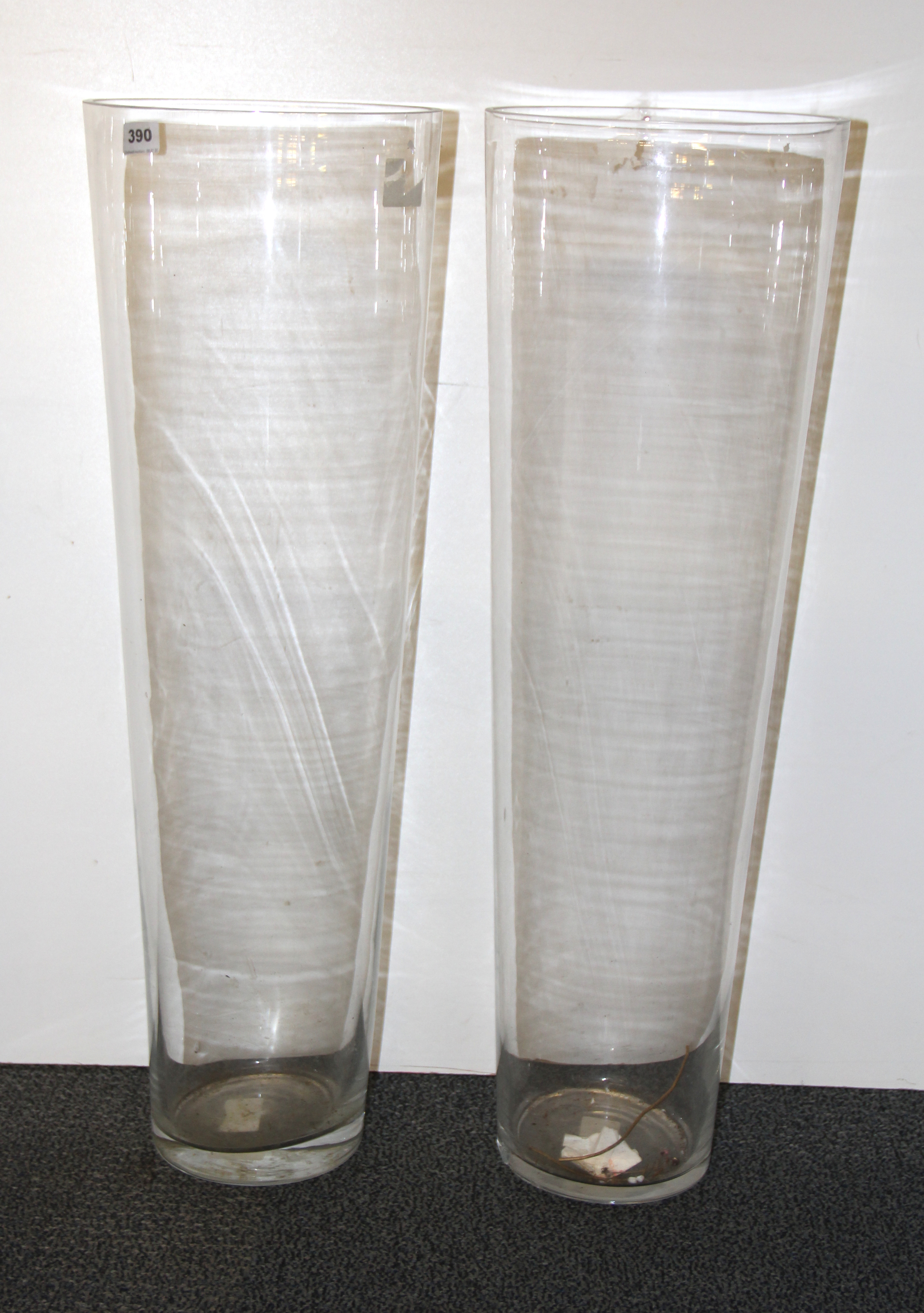 A pair of large glass vases, H. 70cm.