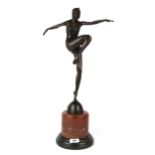 An Art Deco style figure of a young woman dancing after J. Philipp, H. 56cm. Condition : No
