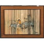 A 1960's framed lithograph of Don Quixote and Pancho Villa by Paynton, 92 x 72cm.