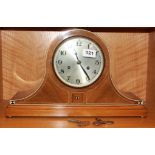 A lovely 1930's ivory inlaid mantle clock, W. 43cm, H. 27cm.