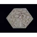 A Chinese 1920's carved ivory brooch, L. 5cm.
