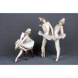 Two Lladro glazed porcelain figures of ballerinas, H. 19cm. Condition: some damage to lace.