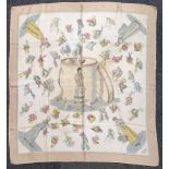 A vintage Hermes silk scarf, size 88 x 85cm. Condition : Slight marks with age.