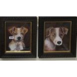 A pair of framed watercolours of dogs, signed McKenzie, framed size 31 x 37cm.