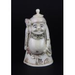 A Chinese carved bone figure snuff bottle, H. 8.5cm.