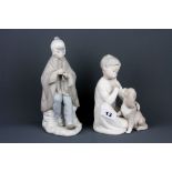 Two Lladro bisque porcelain figures of children, tallest 24cm. Condition: good with no visible