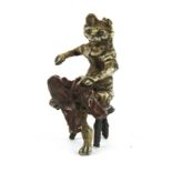 A Vienna style bronze figure of a cat with a pair of trousers, H. 5.5cm.