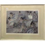 Sir William Russel Flint (British 1880 - 1969) pencil signed lithograph of eight young women.