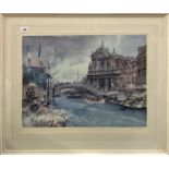 Sir Willaim Russell Flint (British 1880 - 1969) pencil signed lithograph of a canal scene, with