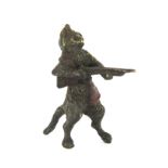 A Vienna style cold painted bronze figure of a cat with a gun, H. 5.5cm.