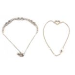 A Thomas Sabo 925 silver heart bracelet and a further 925 silver bracelet.