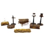 A quantity of 1920's tortoise shell dressing table items including an encased perfume bottle,