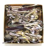 A silver plated cutlery set and other cutlery.