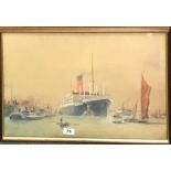 J. W. Crier (British ?), a framed watercolour of Colliers Reach on the River Thames, frame size 57 x