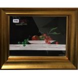 A gilt framed watercolour still life of fruit, framed size 50 x 39cm, by H T Shelton (Contemporary