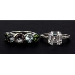 Two 925 silver stone set rings.