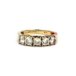 A 14ct yellow gold stone set ring, (P).