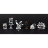 Six boxed Swarovski crystal figures, rhino L. 7cm.