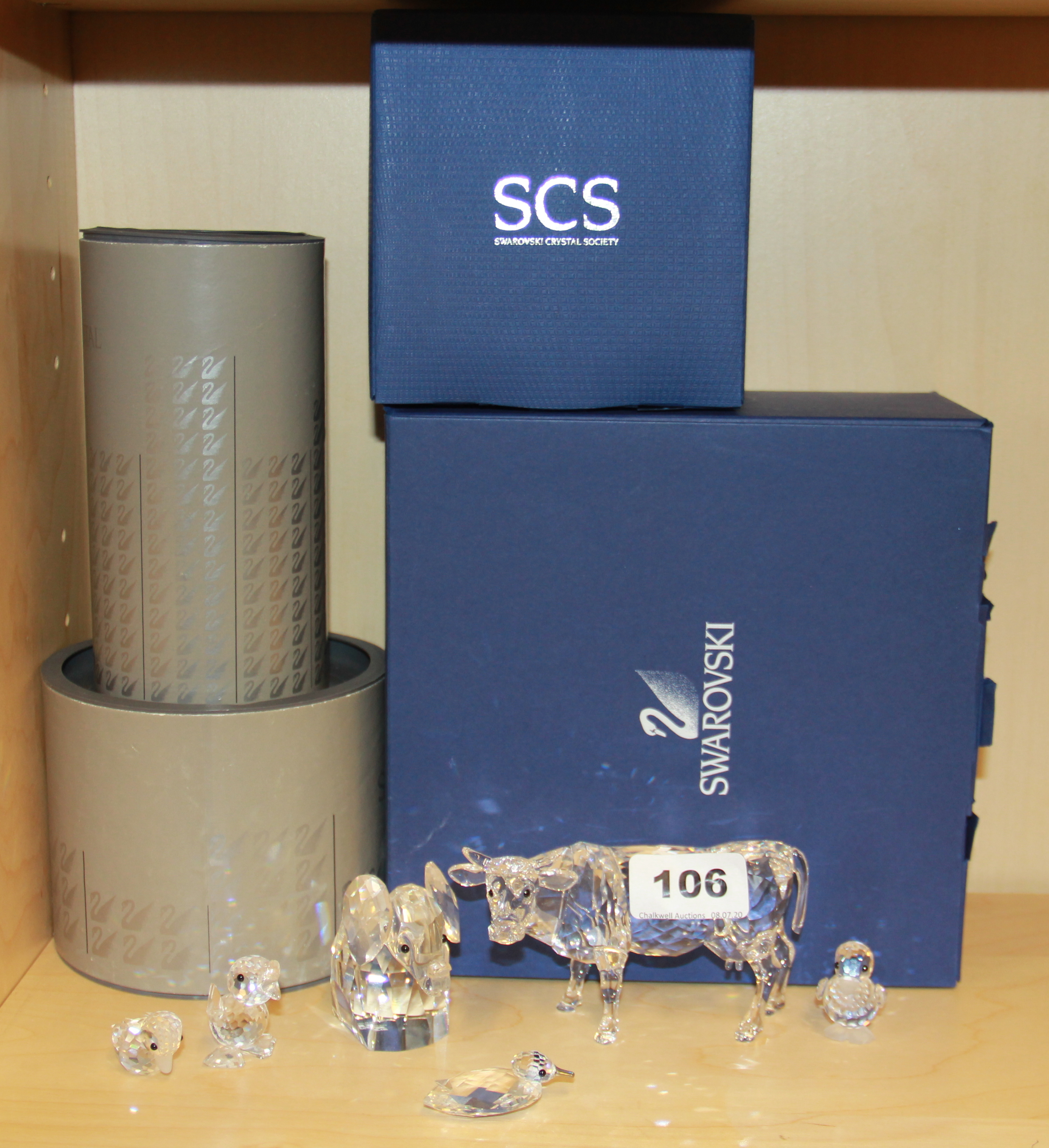 Six boxed Swarovski crystal figures, cow L. 11.5cm. - Image 2 of 2