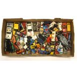 A quantity of used die cast toy vehicles.