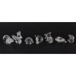 Seven small boxed Swarovski crystal figures, fox H. 5.5cm.