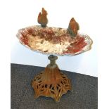 A vintage cast iron bird bath, H. 50cm.