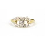 A 9ct yellow gold stone set ring, (O.5).
