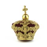 A gilt metal crown pin cushion, H. 5cm.