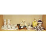 A Beswick figure of a dog, together with a collection of Edwardian and other porcelain. Condition: