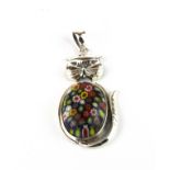 A Murano glass and 925 silver cat pendant, H. 5.5cm.