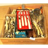 A box of mixed cutlery.
