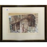 Sir William Russel Flint (British 1880 - 1969) framed lithograph of a young woman at a spring, frame