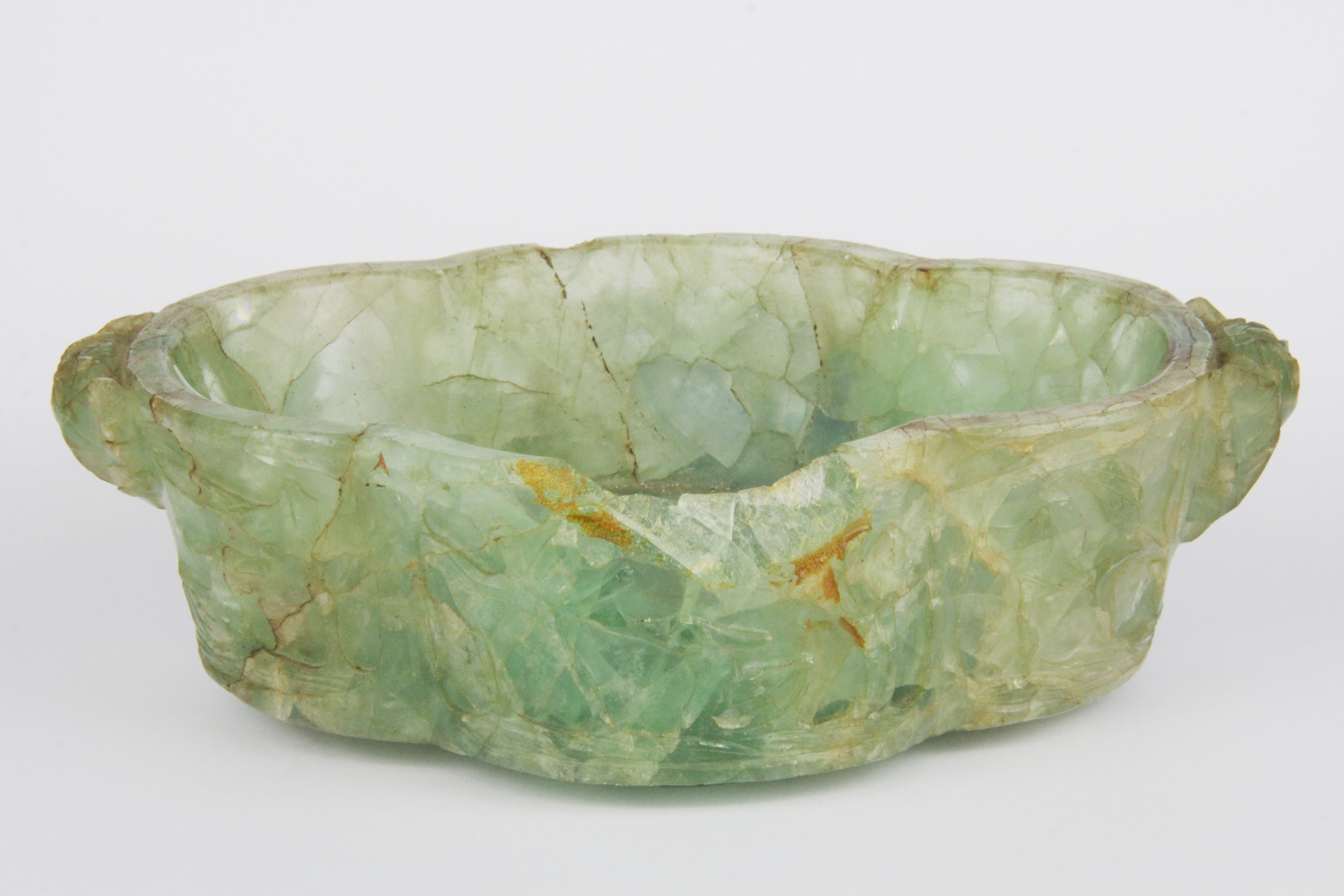 An interesting 18th/19th Century Chinese carved fluorite bowl, W. 22cm, H. 6.5. - Image 2 of 3