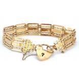 A 15ct yellow gold (stamped 15ct) gate bracelet, approx. 21.4gr.