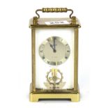 A Schatz gilt brass contemporary carriage clock, H. 14cm.