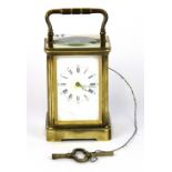 A striking brass carriage clock, H. 16.5cm. Condition : Currently not in working condition.