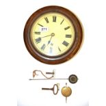 A small Victorian school clock, Dia. 26cm.